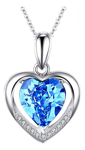 Collar Plata 925 Corazon Circones Brillantes Mujer Regalo