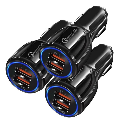 3×cargador Usb Cigarrillos Para Coche Estereo 2 Puertos