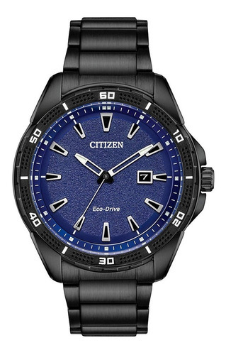 Reloj Citizen Ecodrive Negro/azul Original Hombre E-watch Color de la correa Negro Color del bisel Negro Color del fondo Azul