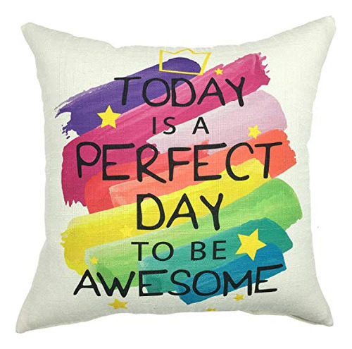 Perfect Day Cotton Linen Square Decorative Throw Pillow...
