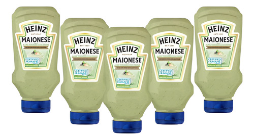 Kit 5 Maionese De Alho Tostado Com Ervas Heinz 215g
