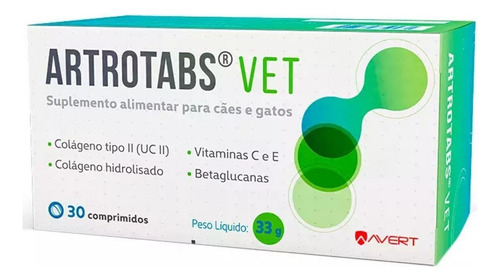 Artrotabs Vet 30 Comprimidos Avert Suplemento para Cães e Gatos