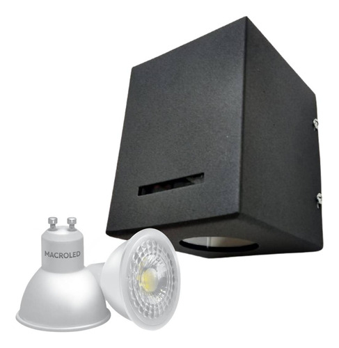 Aplique Difusor Unidireccional Frente Iluminado Negro + Led 