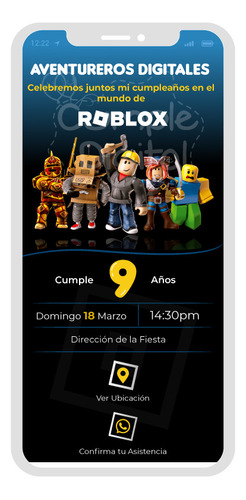 Tarjeta De Cumpleaños Digital Diseño Roblox