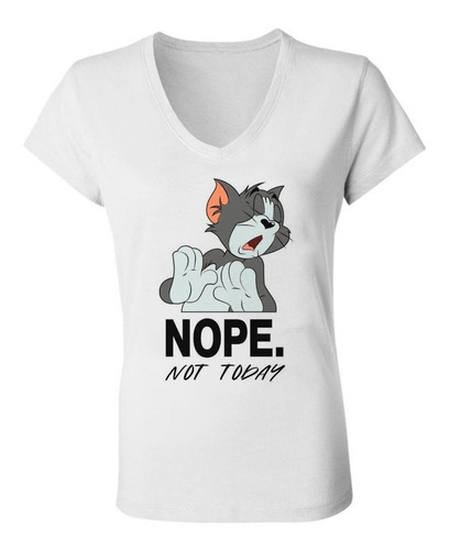 Remera Nope Not Today  Mujer Escote V Spun