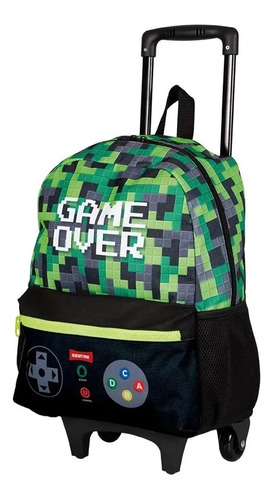 Kit Mochila Escolar Gamer Over Rodinhas Infantil G Estojo