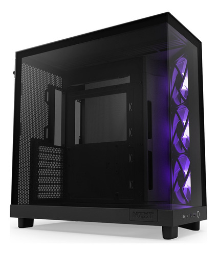 Armário preto Nzxt H6 Flow Rgb CC-h61fb-r1 3 ventiladores Rgb Atx