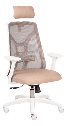 Silla Escritorio Oficina Ejecutiva Tokio Blanca Lino Mesh Arena Cabezal Ballsellings