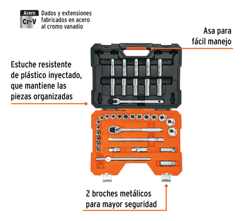 Juego De 36 Herramientas Cuadro 1/2 Mm, Truper 102249