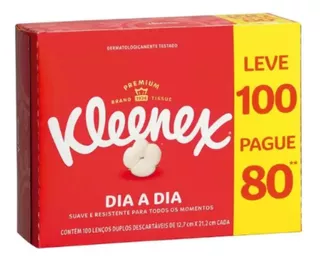 Lenço De Papel Kleenex Box Folha Dupla Leve 100 Pague 80uni