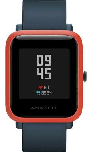 Smartwatch Amazfit Basic Bip S 1.28" caixa de  policarbonato  red orange, pulseira  azul A1821