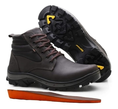 Botina Com C.a Em Couro Masculino Bota Gogowear + Pal. Gel