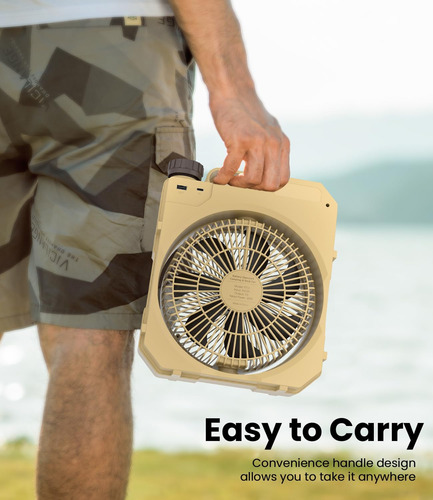 Lemoistar Ventilador De Camping Con Linterna Led, Ventilador