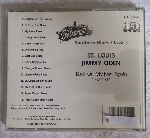 Cd St. Louis Jimmy Oden: Back On My Feet Again (Usado)