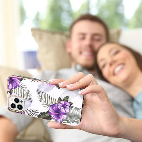 Funda Para Teléfono Huawei Honor/mate Series, De Alta Calidad, Anticaída, Diseño De Flores En Blanco Mármol/azul Mármol/morado