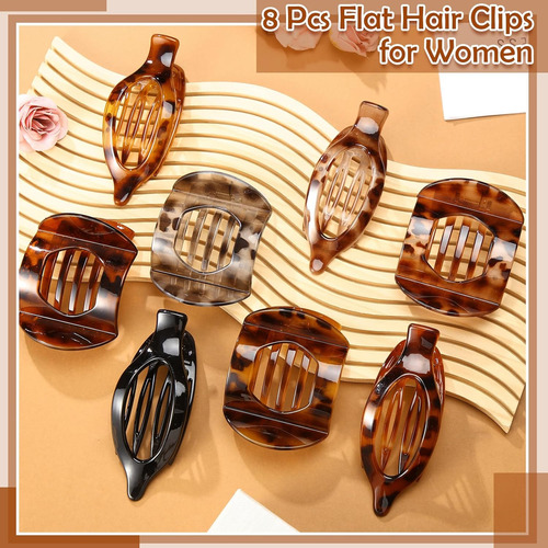 8 Pinzas Planas Para El Cabello Para Mujer, 2 Estilos De Pin