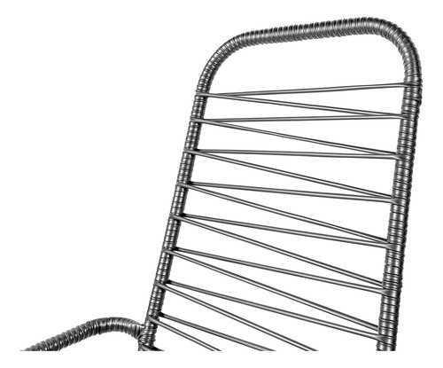 Kit 2 Cadeiras De Cordinha Alpendre Reforçada Aço Varanda Fio Pvc Poltrona Luxo Área Cor Cinza Comprelar
