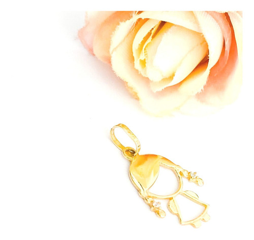 Pingente Menina Com Trancinha Trança Zircônia Ouro 18k Filha