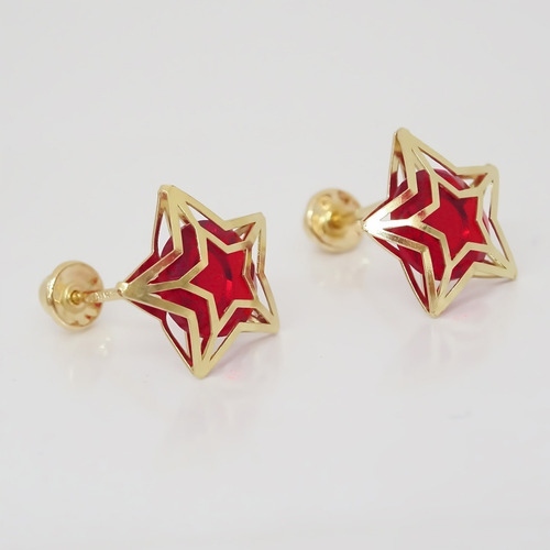 Amor Eterno - Broqueles Estrella Tecno / Aretes / Oro 10k