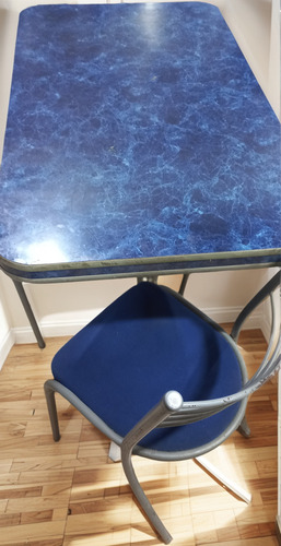 Mesa Cocina Con Sillas Azul Gris (Usado)