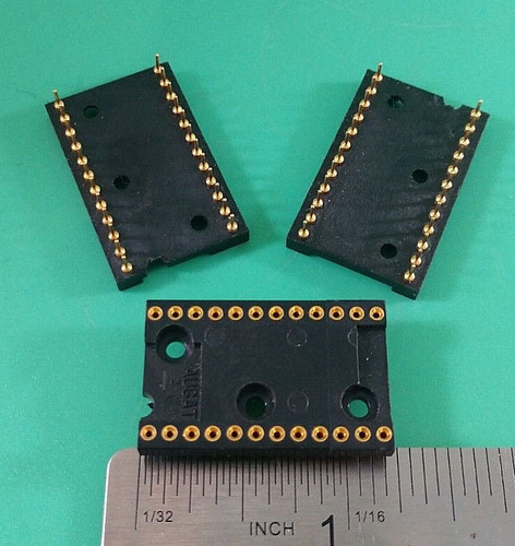 Lot Of 3 Augat 524-ag10d-es Gold 24 Pin Dil Ic Socket Eeo