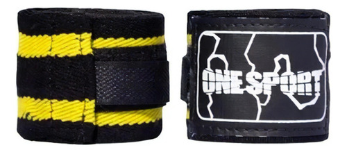 Bandagem Atadura Elastica 5m Muay Thai Boxe Preto/amarelo
