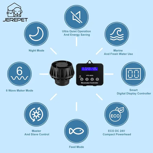 2100gph 12w Acuario Wave Maker Dc 24v Powerhead Con...