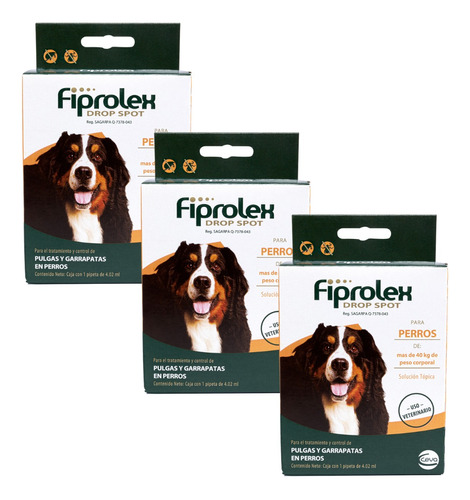 Pipeta Antipulga Ceva Fiprolex Perro 40 Kg O Mas Dorso Pet Color Azul