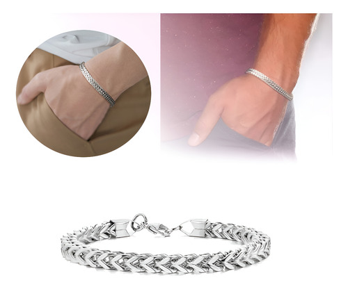 Pulsera Masculina Acero Quirúrgico Hombre Moda - Brazalete