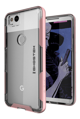 Funda Google Pixel 2 Cloak Serie 3 Borde Rosa Transparente  