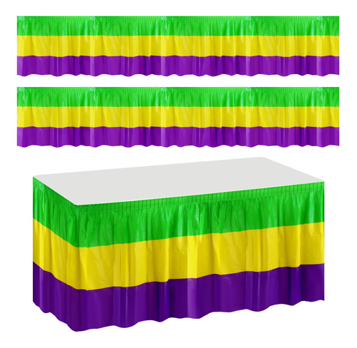 2 Faldon Plastico Para Mesa Mardi Gra 29 X 14 Pie Decoracion