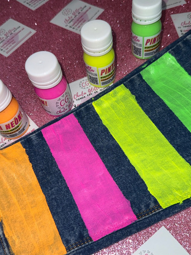 Pintura Neon X4 | Textil Tela Madera Vidrio Zapatillas!! X4
