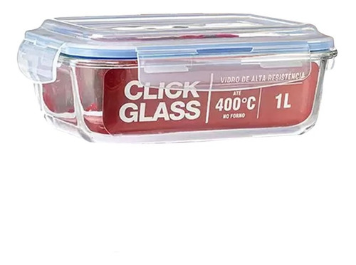 Pote Hermético De Vidro Retangular (bs) Click Glass 1l
