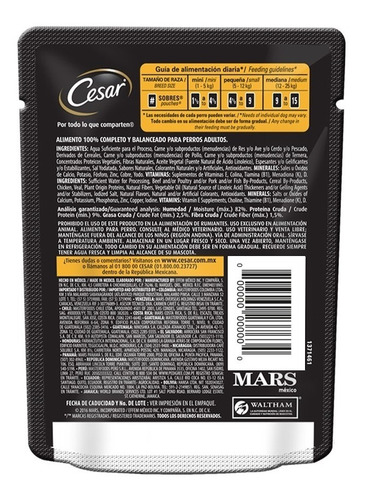 Imagen 2 de 2 de Alimento Para Perro Cesar Pouch Pollo 75 Gr