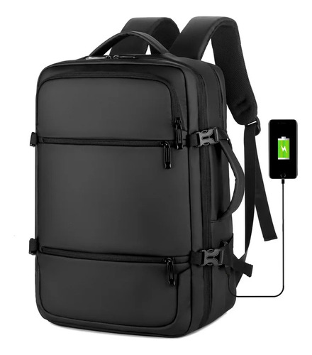 Mochila Notebook Viagem Multi-funcional Impermeável Unissex Cor Preto Desenho Do Tecido Lisa