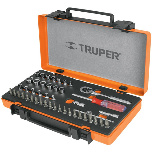 Juego Truper 45 Tubos Enc 1/4+ Puntas Torx Allen Phillips