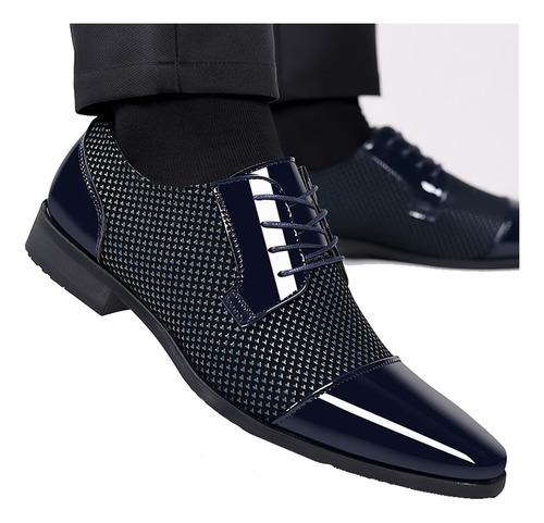 Zapatos De Cuero Brillante De Negocios Con Punta Hombre