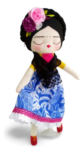 Frida Kahlo Muñeca De Tela 100% Artesanal/ 35 Cm Paola Chez