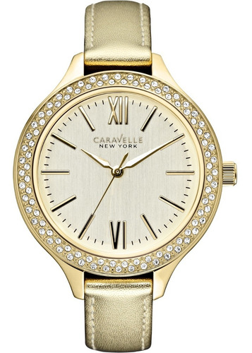 Reloj Caravelle New York 44l131 Dama Roman Numeral Crystal Color de la correa Dorado Color del bisel Dorado Color del fondo Dorada