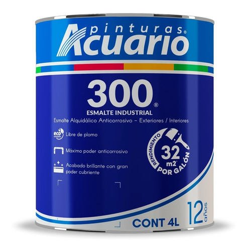 Pintura Esmalte 300 Color Castaño Acuario 4 Lt Ea31940