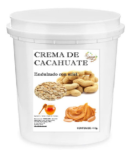 Crema De Mani O Cacahuate  4kgs Con Miel Abeja Pura 