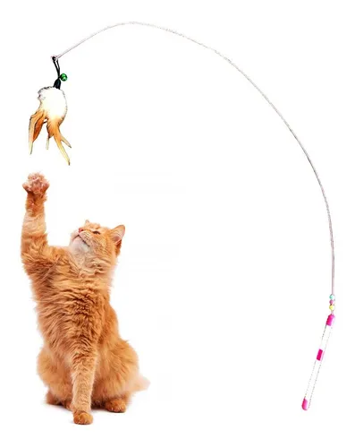 Juguete Para Gato Ca a Palito Con Plumas