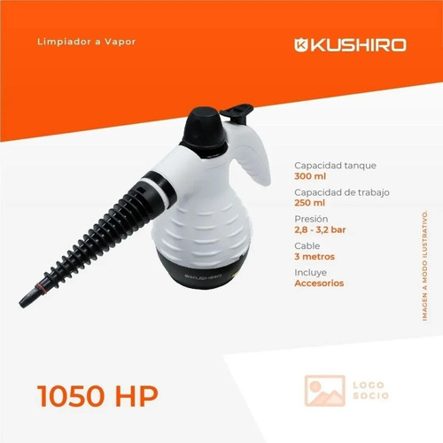 Imagen 2 de 7 de Maquina De Vapor Limpiador Kushiro 1050w Vp105k + Accesorios