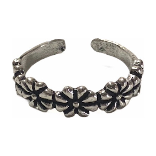 Anillo Midi De Flores, Para Falange. Ajustable En Plata 925.