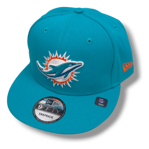 Gorra New Era Delfines Clásica Snapback Turquesa Broche Delfines