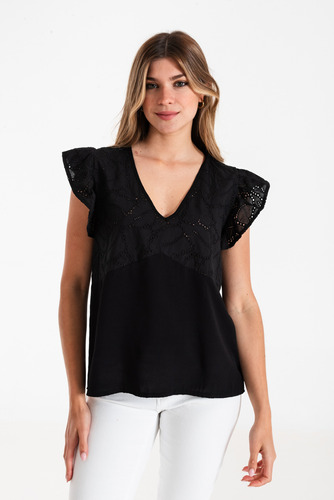 Blusa Broderie Escote V Sami