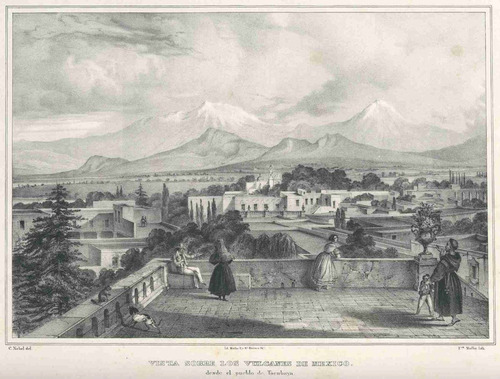 Lienzo Tela Grabado Nebel Volcanes De México 1836 50 X 66
