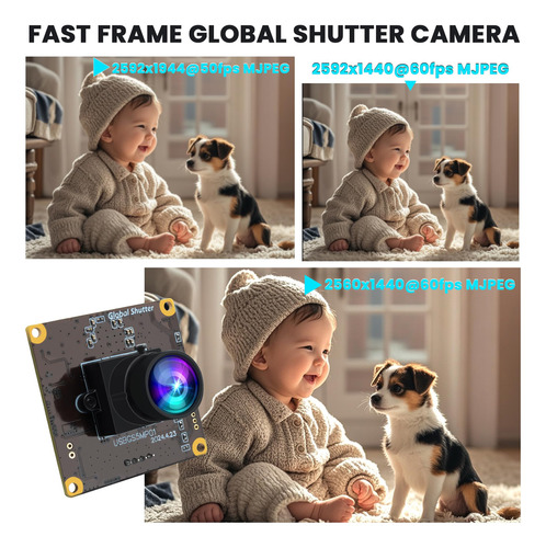 Cámara Usb Elp De 5mp Con Obturador Global Y 50 Fps Para Com
