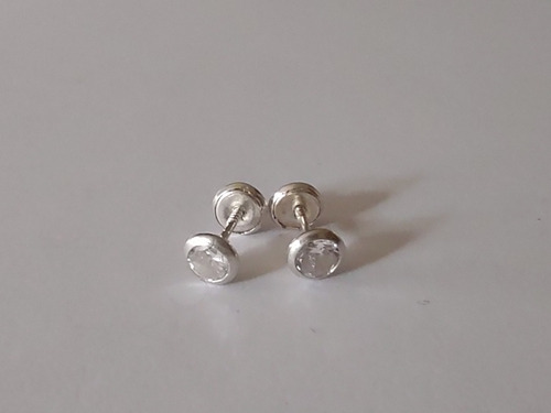 Imagen 2 de 2 de Aros De Plata 925 Bebes Niña Abridores / Tornillo Con Hilo