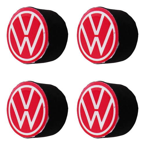 4 Tapones Válvula Decorativo Volkswagen Rojo Nuevo Logo
